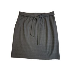 Loft Plus Skirt Women 16 Black Textured Removable Belt Pencil Above Knee Comfort